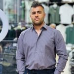 پیراهن مجلسی آستین دار برند mnr سرمه ای