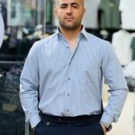 پیراهن مجلسی آستین دار برند mnr طوسی روشن